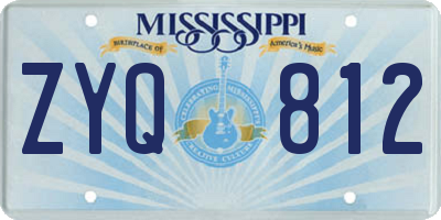 MS license plate ZYQ812