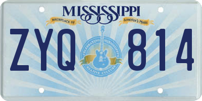 MS license plate ZYQ814