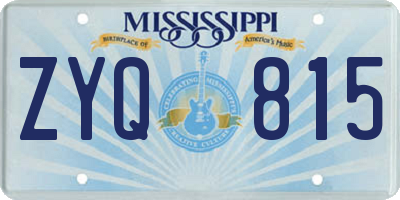 MS license plate ZYQ815