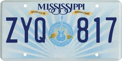 MS license plate ZYQ817