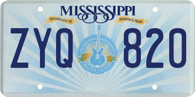 MS license plate ZYQ820