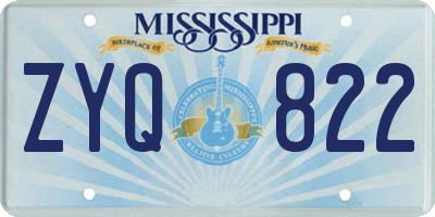 MS license plate ZYQ822