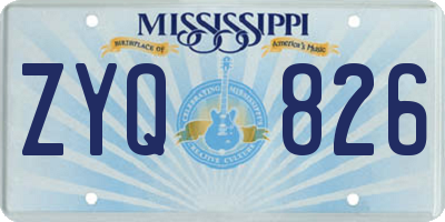 MS license plate ZYQ826