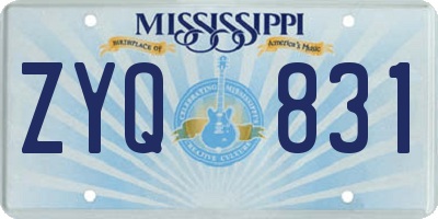 MS license plate ZYQ831