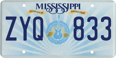 MS license plate ZYQ833