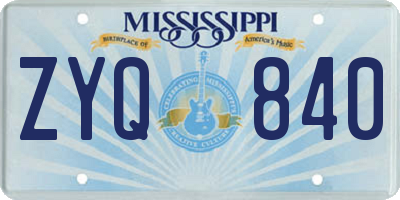 MS license plate ZYQ840