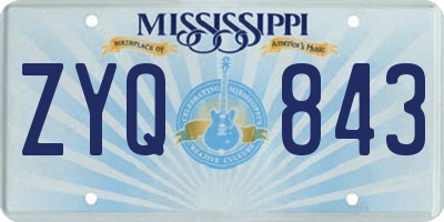 MS license plate ZYQ843
