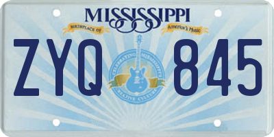 MS license plate ZYQ845