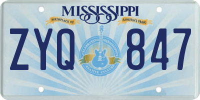 MS license plate ZYQ847