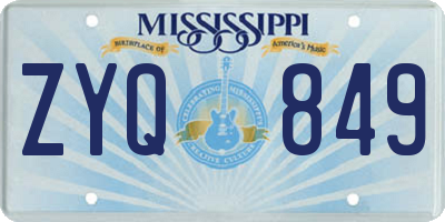 MS license plate ZYQ849