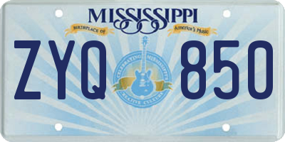 MS license plate ZYQ850