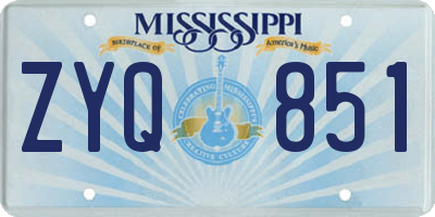 MS license plate ZYQ851
