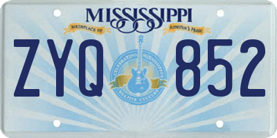 MS license plate ZYQ852