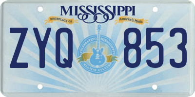 MS license plate ZYQ853