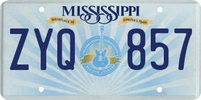 MS license plate ZYQ857
