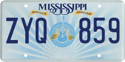 MS license plate ZYQ859