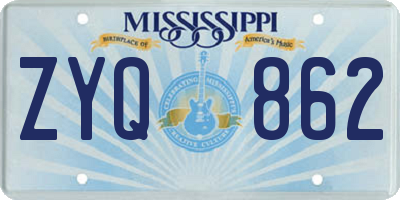 MS license plate ZYQ862