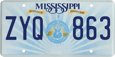 MS license plate ZYQ863