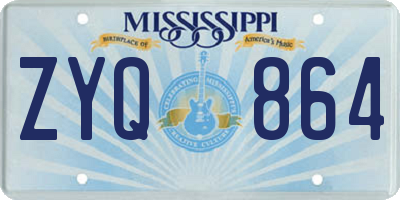 MS license plate ZYQ864