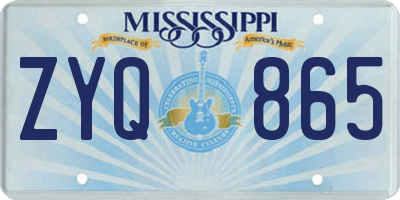 MS license plate ZYQ865