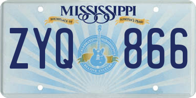MS license plate ZYQ866