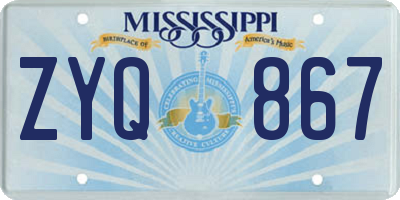 MS license plate ZYQ867