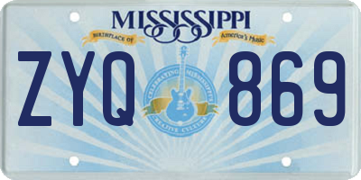 MS license plate ZYQ869