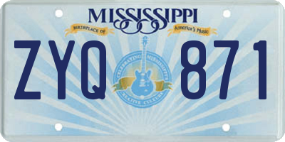 MS license plate ZYQ871