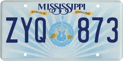 MS license plate ZYQ873