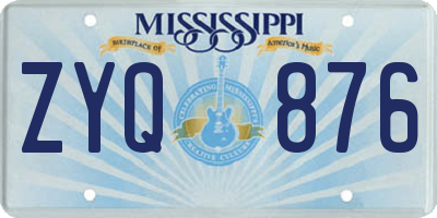 MS license plate ZYQ876