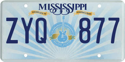 MS license plate ZYQ877