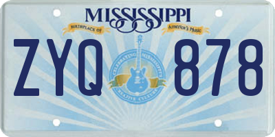 MS license plate ZYQ878