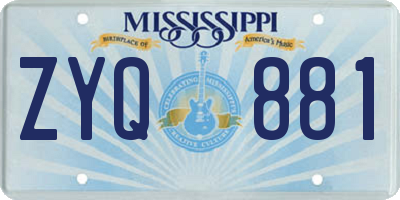 MS license plate ZYQ881