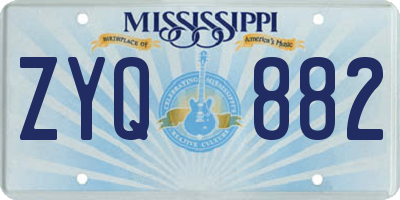 MS license plate ZYQ882
