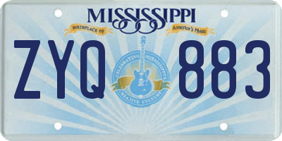 MS license plate ZYQ883
