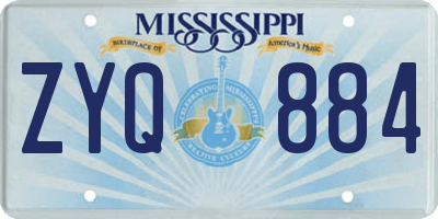 MS license plate ZYQ884