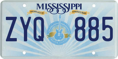 MS license plate ZYQ885