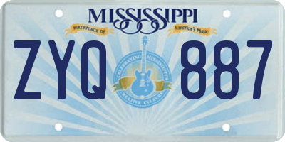 MS license plate ZYQ887