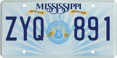 MS license plate ZYQ891