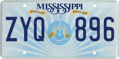 MS license plate ZYQ896