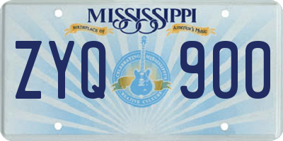 MS license plate ZYQ900