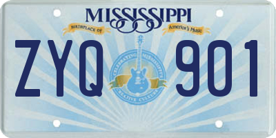 MS license plate ZYQ901