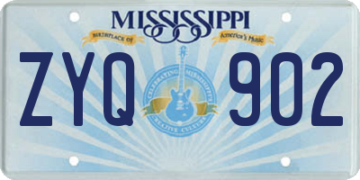 MS license plate ZYQ902