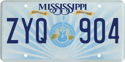 MS license plate ZYQ904