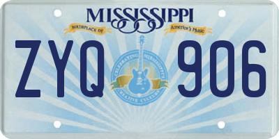 MS license plate ZYQ906