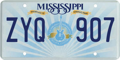 MS license plate ZYQ907