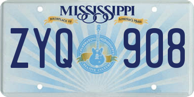 MS license plate ZYQ908
