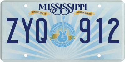 MS license plate ZYQ912