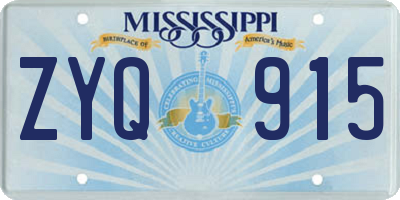 MS license plate ZYQ915
