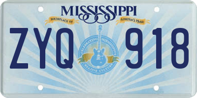 MS license plate ZYQ918